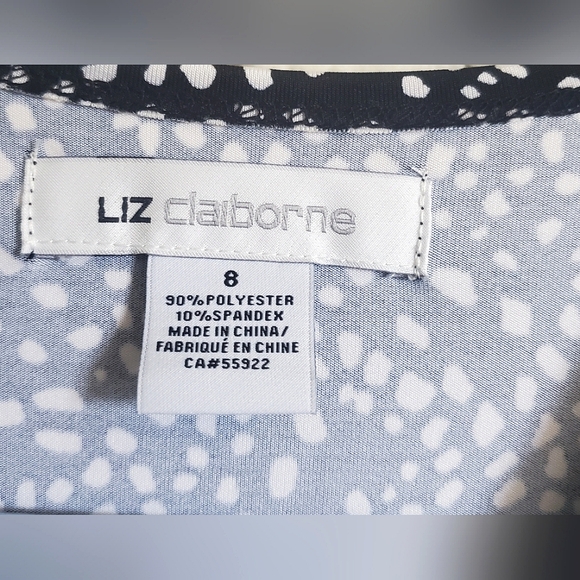 Liz Claiborne Polka-dot Dress Pleated Knot Black and White Size 8 - Picture 7 of 9